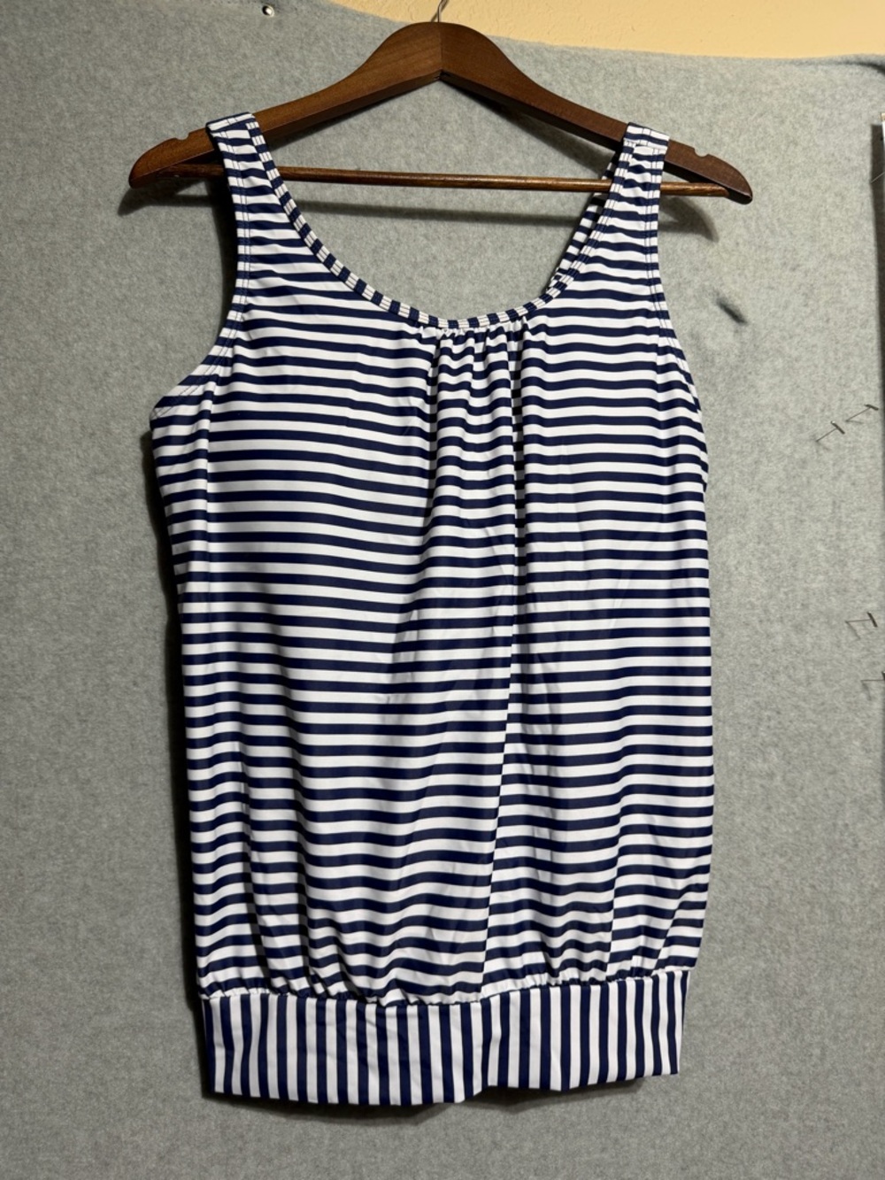 Striped Navy & White Women's Swim Tank Top